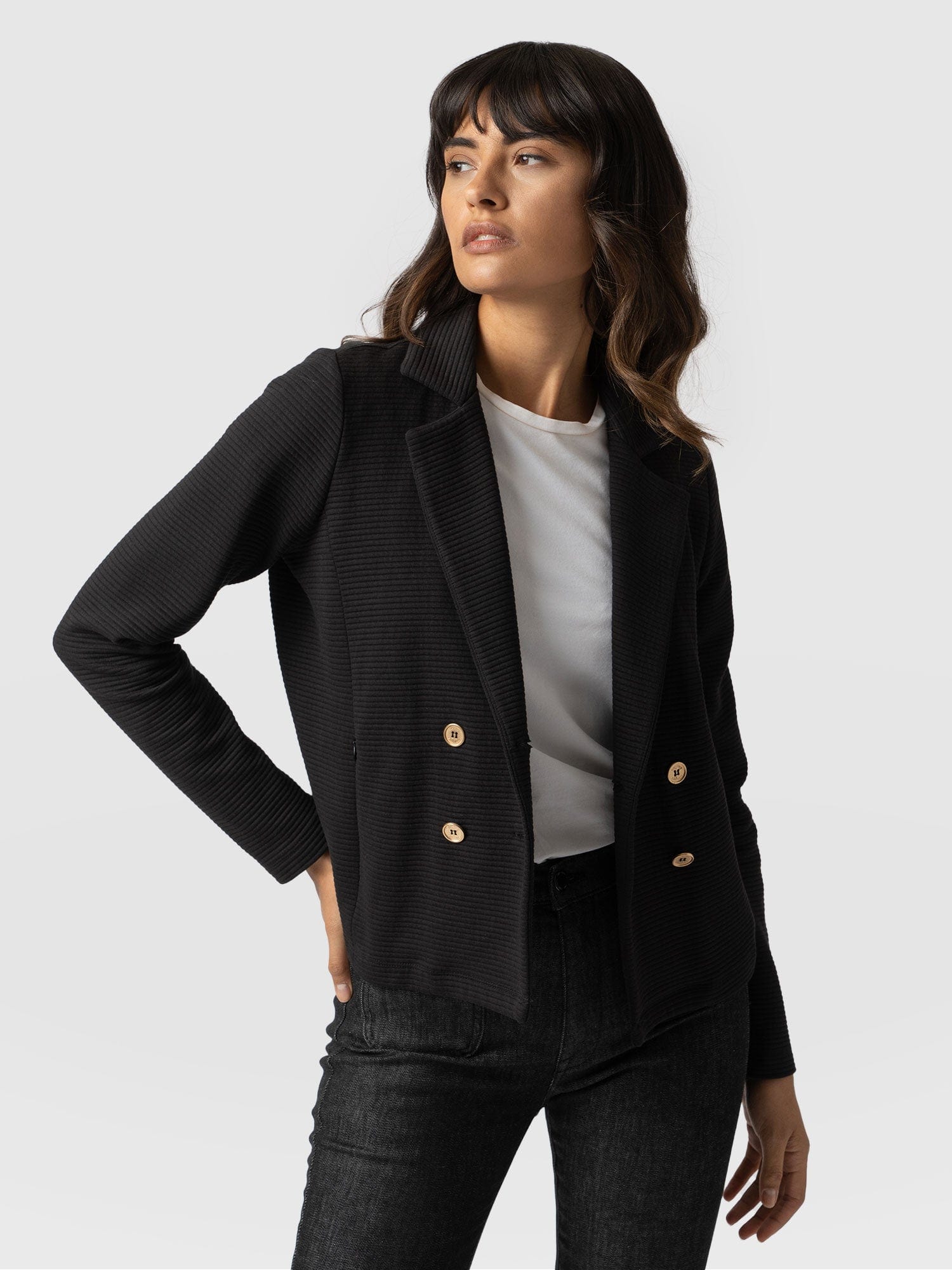 Rowan Jacket Black Ottoman - Women's Jackets | Saint + Sofia® USA